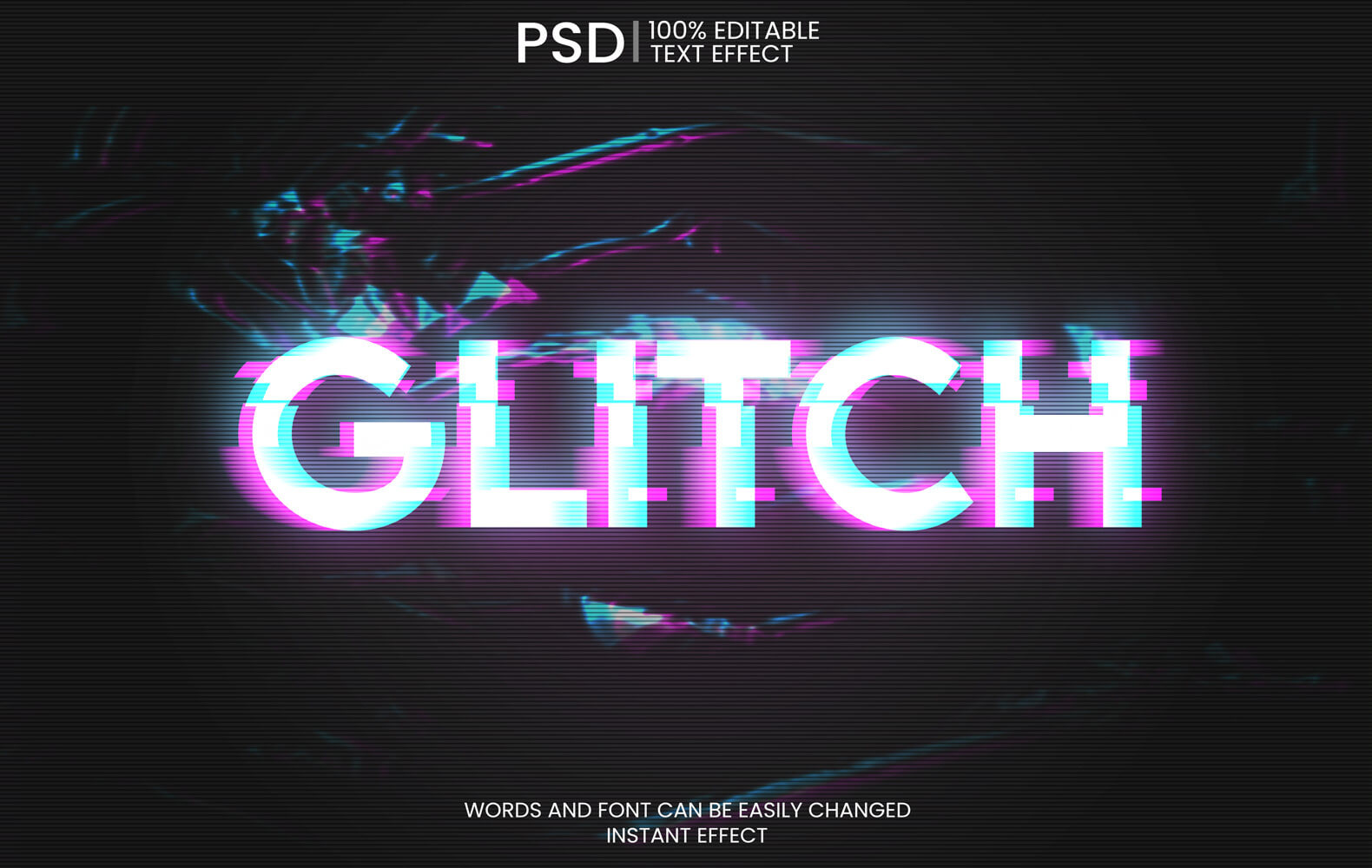 Стиль для Photoshop - Текстовый эффект Glitch (PSD)