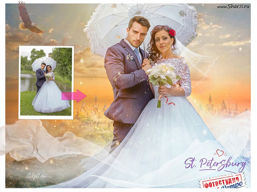 Обработка свадебных фото в Фотошоп до и после