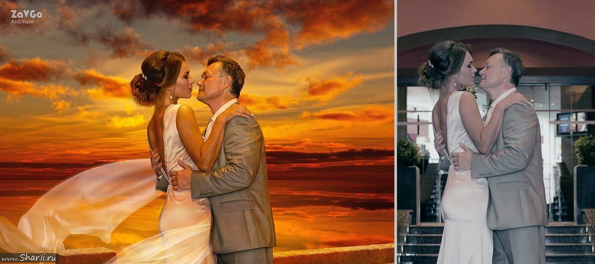 Обработка свадебных фото в Фотошоп до и после