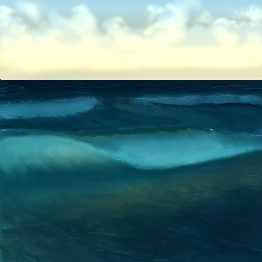 Тесты воды океана. Море для фотошопа. Поверхность океана нарисованная. Водная гладь арт. Море диджитал.